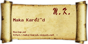 Maka Karád névjegykártya